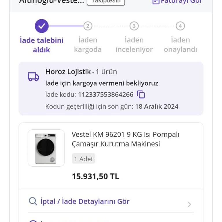Kargo İptali Sonrası Geri Alım Sorunu