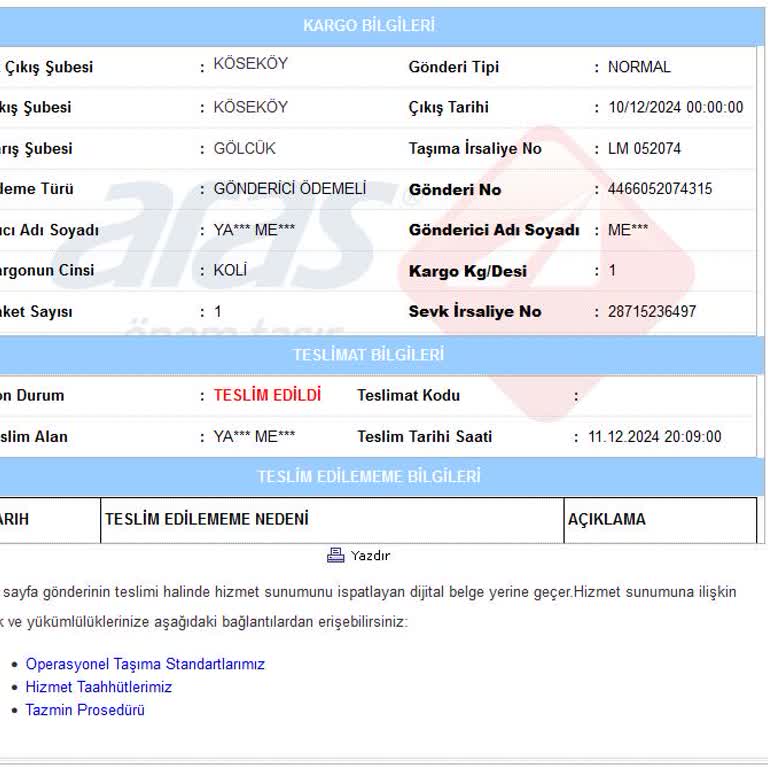 Kayıp Kargo Ve İletişim Sorunu