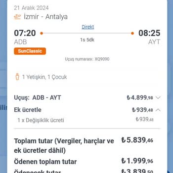 Sunexpress Sunclassic Paketi Koşullarına Uymuyor