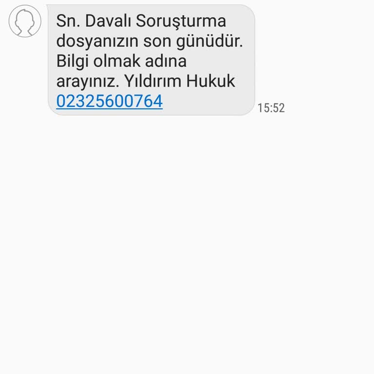 Yıldırım Hukuk (SMS) Tarafıma Bir Mesaj Geldi