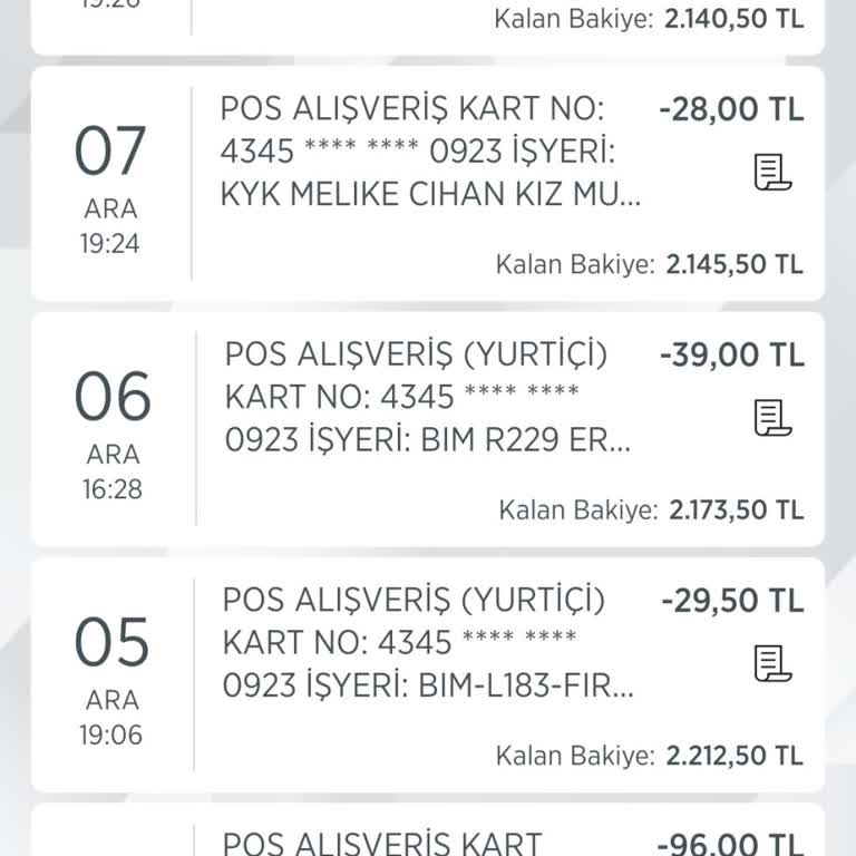 Ziraat Bankası Kart Harcamalarım Hesap Hareketlerimde Görünmüyor