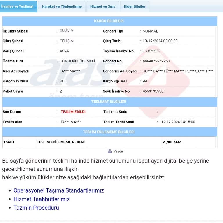 Ankastre Set Kargom Bina Girişine Bırakıldı, Teslim Edilmedi!