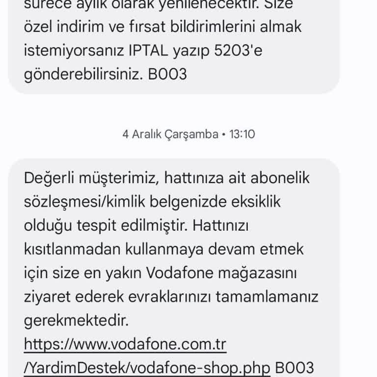 Vodafone'un Hatalı Evrak Süreci Mağduriyeti