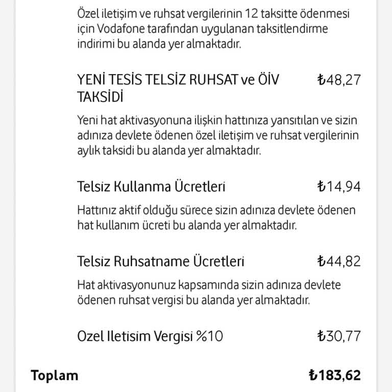 Vodafone Tarifemde Eksik İnternet Ve Fazla Vergi Kesintisi