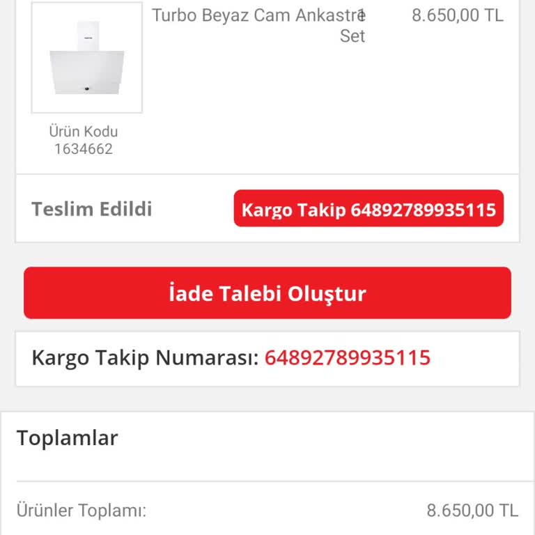 Kumtel Ankastre Set Teslimat Sorunu