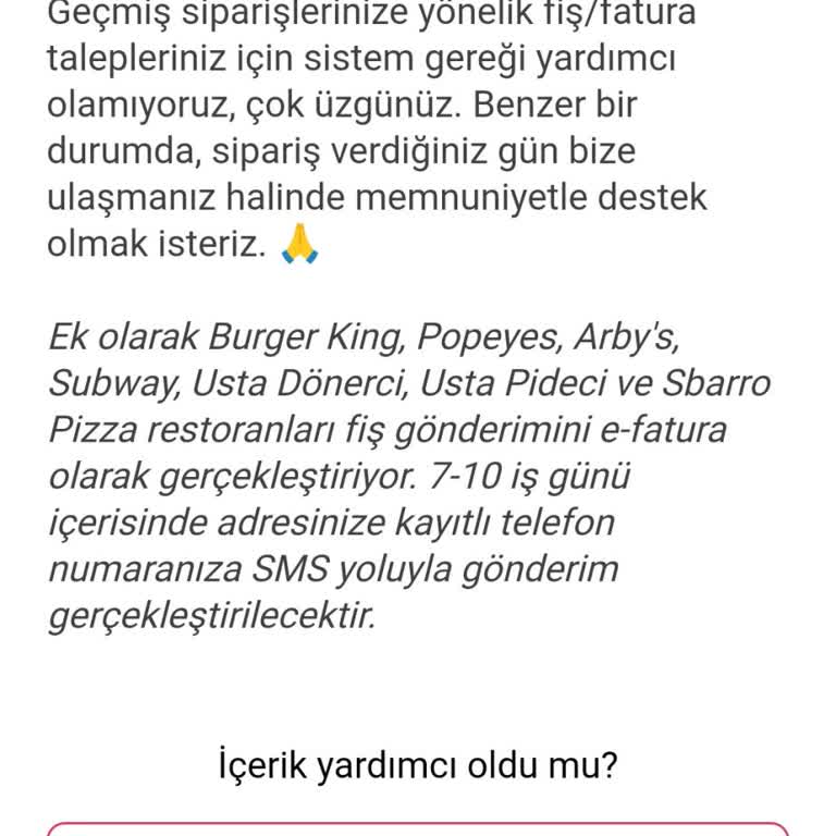 KFC Siparişimde Fatura Sorunu Ve Muhatap Bulamama