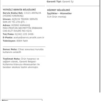 Arçelik Termosifon Arızası Ve Yanıltıcı Servis Formu Sorunu