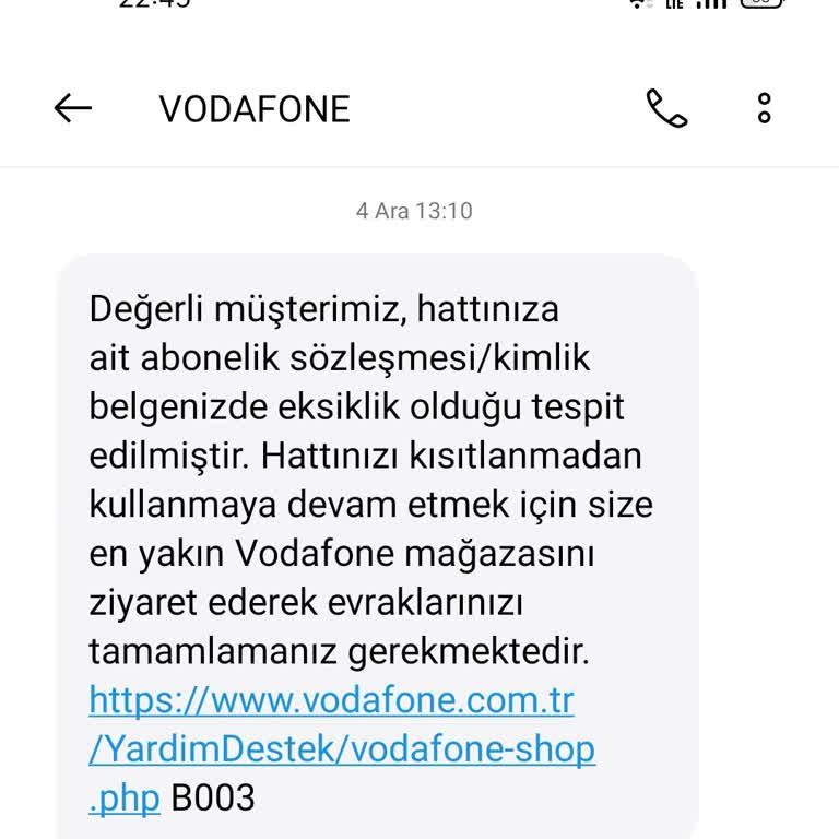 Vodafone Hattımın Açılmaması Ve İlgisizlik