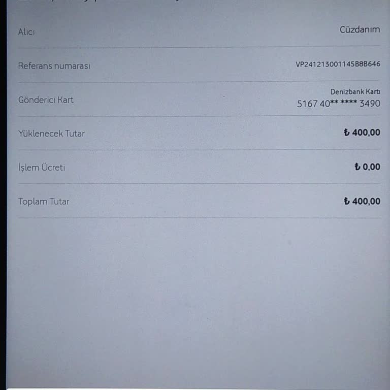 Vodafone Pay Cüzdanında Yükleme Sorunu