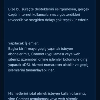 İnternet Sağlayıcısının Faaliyetlerini Durdurması Sonucu Ücret İadesi Talebi