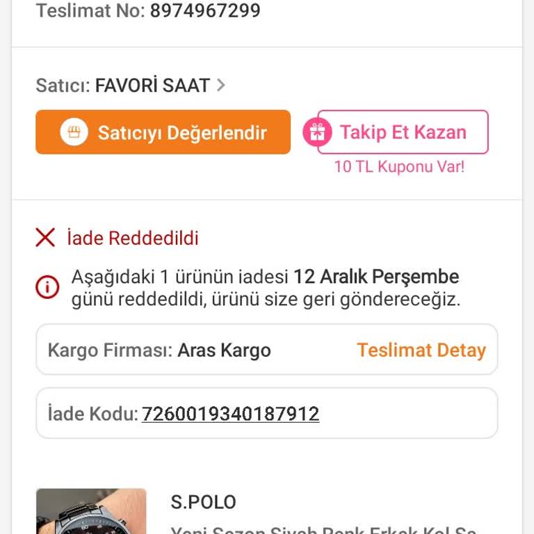 Su Geçirmez Saatin Su Alması Ve İade Sorunu