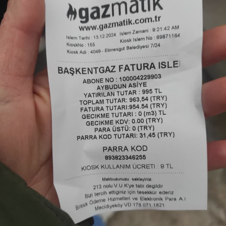 Fatura Ödemesi Sonrasında Para Üstü Sorunu