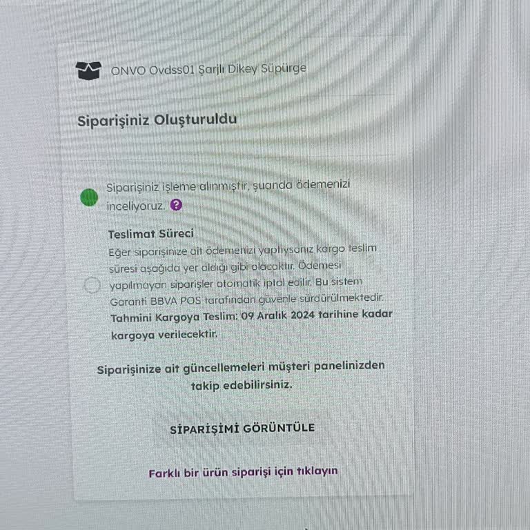 Onvo Dikey Süpürge Teslim Edilmedi