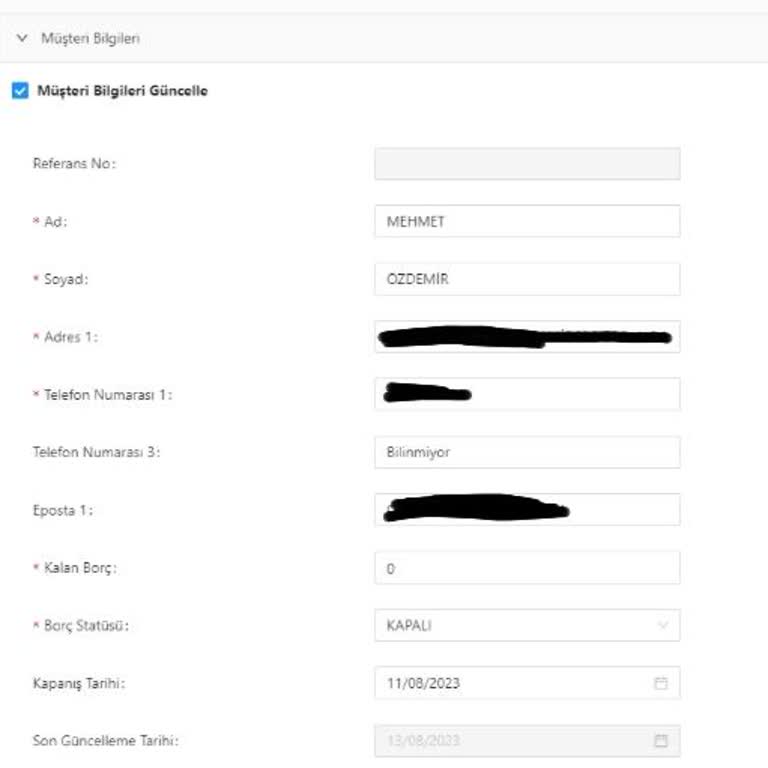 Ödenen Borcun Sistemden Düşmemesi