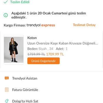 Trendyol'dan Alınan Koton Kaban Kalite Sorunu Ve Müşteri Hizmetleri Çıkmazı