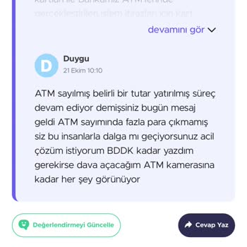 ATM'de Yutulan Para İçin Çözüm Bekliyorum
