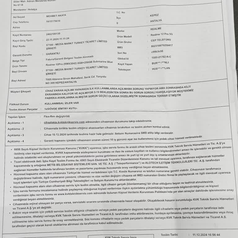 Media Markt Ve KVK Servisi İle Yaşadığım Sorunlar