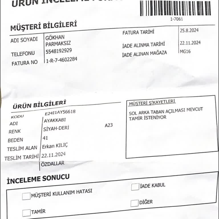 Tergan Ayakkabıda Kısa Sürede Açılma Sorunu