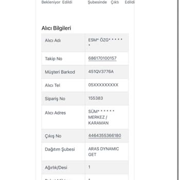 Aras Kargo'da Teslimat Ve İletişim Sorunları