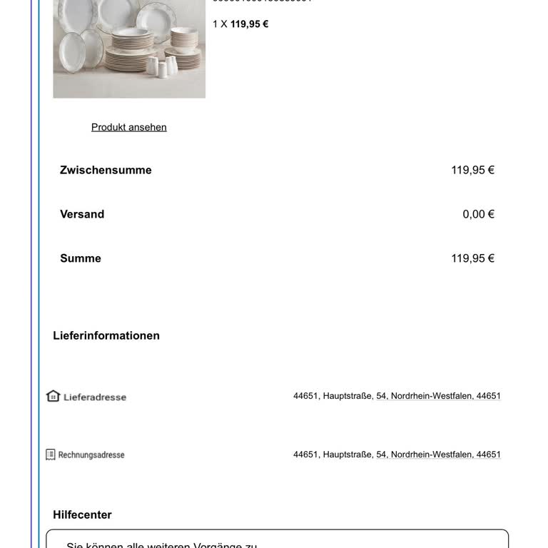 Keine Rückerstattung für Karaca Siena Geschirrset – 2 Monate Wartezeit und keine Antwort!