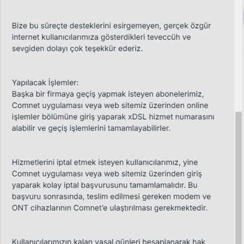 Comnet Aboneliğinde Beklenmedik Hizmet Kesintisi Ve İptal Sorunları