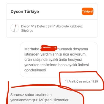 Dyson Türkiye'den Eksik Teslimat Ve İletişim Sorunları