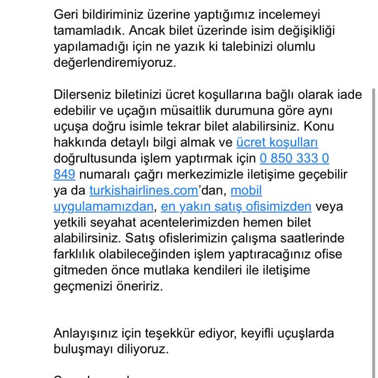 THY Bilet İptali Ve İletişim Sorunu