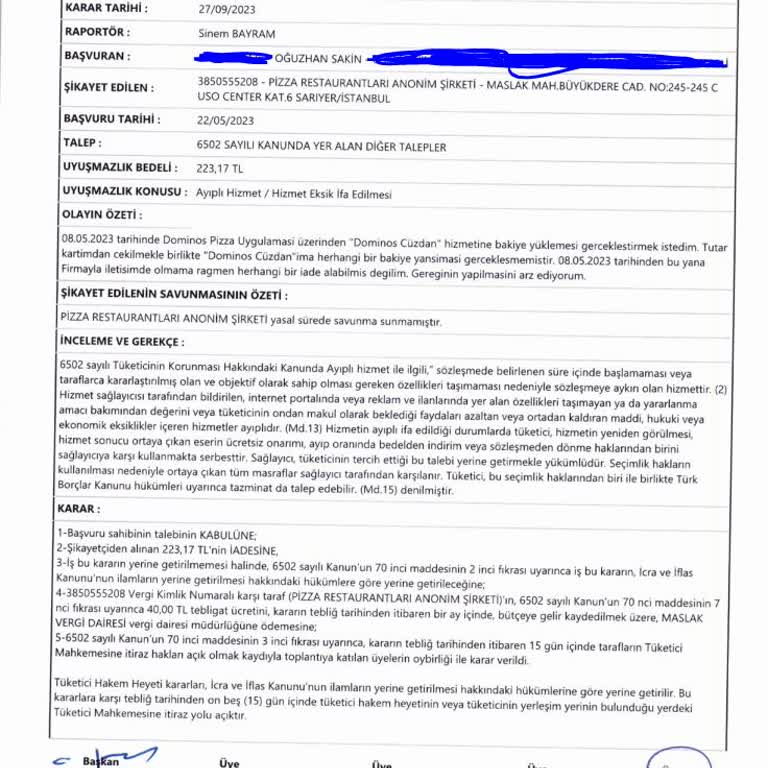 Domino's İle İade Sürecinde Yaşanan Zorluklar