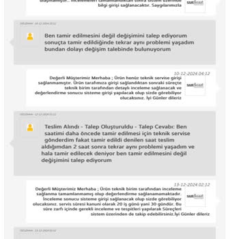 Tekrar Eden Saat Sorunu Ve İade Talebi