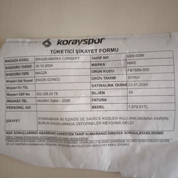 Kısa Sürede Deforme Olan Nike Ayakkabılar Ve Yetersiz Müşteri Hizmeti