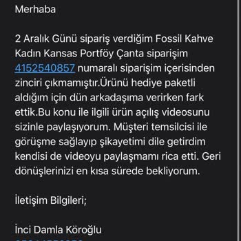 Eksik Zincirle Gelen Hediye Çanta: Boyner'den Çözüm Bekliyorum