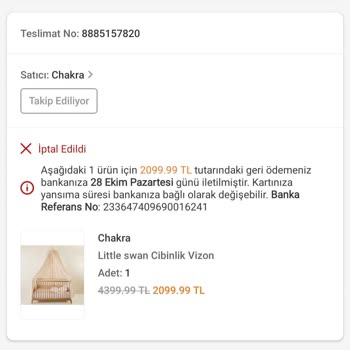 Fiyat Artışı Nedeniyle İptal Edilen Sipariş