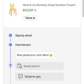 Çocuk Sandalyesi Teslimatında Sürekli Erteleme