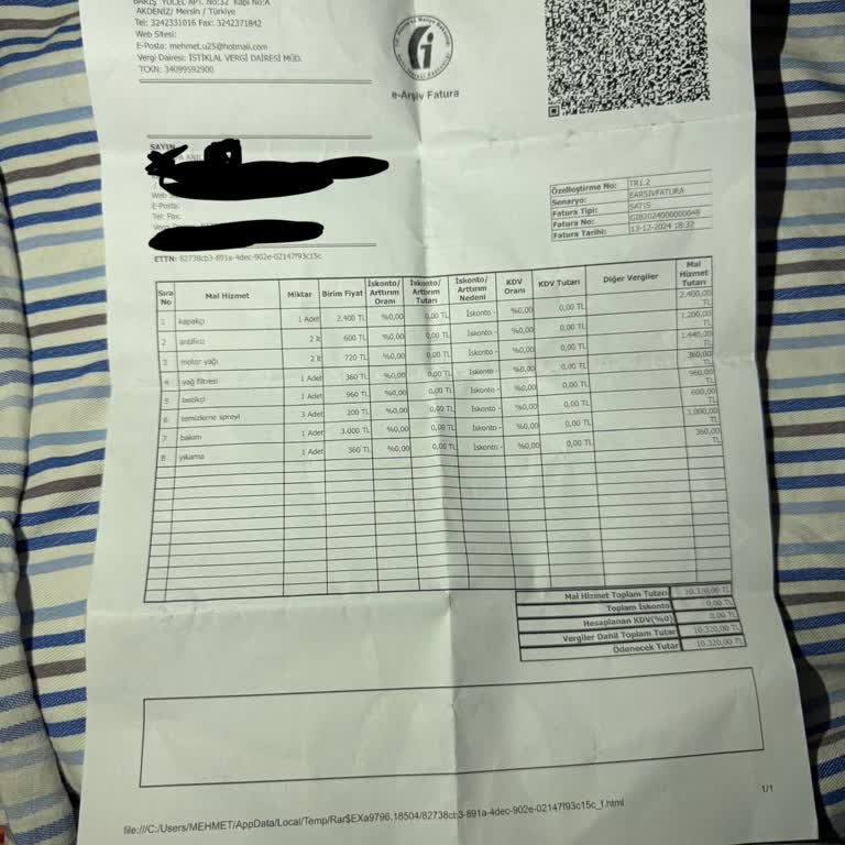 Servis Hatası Ve Yüksek Maliyetli Bakım Ücreti