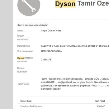 Dyson Yetkili Servisindeki Aksaklıklar Ve Ürün Kalitesi Sorunu