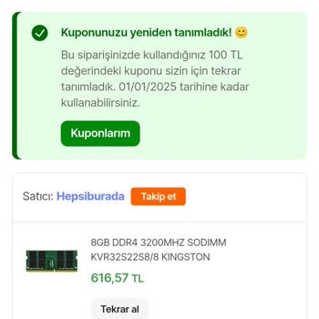 Kupon Kullanım Sorunu: İptal Edilen Sipariş Sonrası Kupon Aktifleştirilemiyor