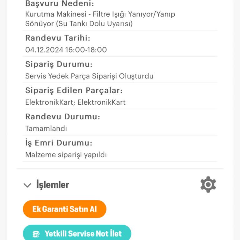 Arçelik Kurutma Makinesi Parça Sorunu