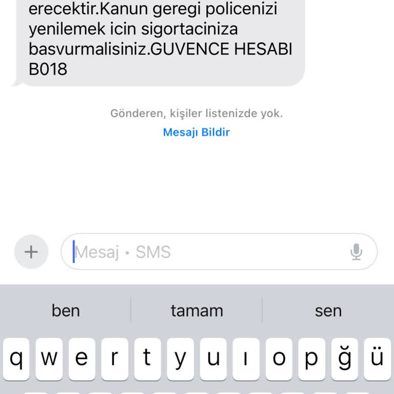 Adıma Kayıtlı Olmayan Araç İçin Yanıltıcı SMS