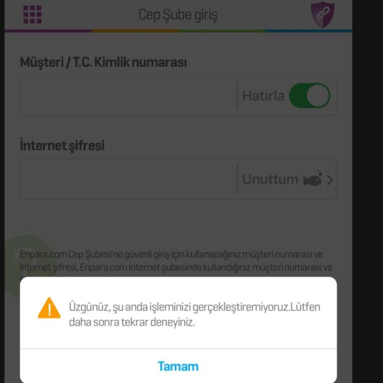 Enpara Uygulamasında Güncelleme Sonrası Giriş Sorunu