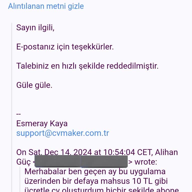 Beklenmedik Ücret Kesintisi Ve Yetersiz Müşteri Hizmeti