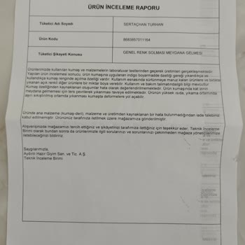 Renk Solması Olan Pantolon İçin Değişim Yapılmadı