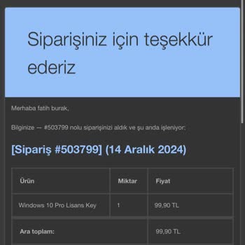 Satın Aldığım Windows 10 Pro KEY Çalışmıyor Ve Destek Alamıyorum