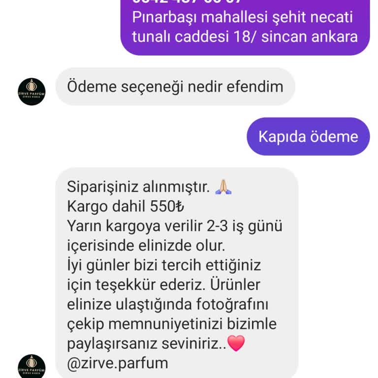 Zirve Parfüm'den Aldatıcı Ürün Ve Müşteri Hizmetleri Sorunu