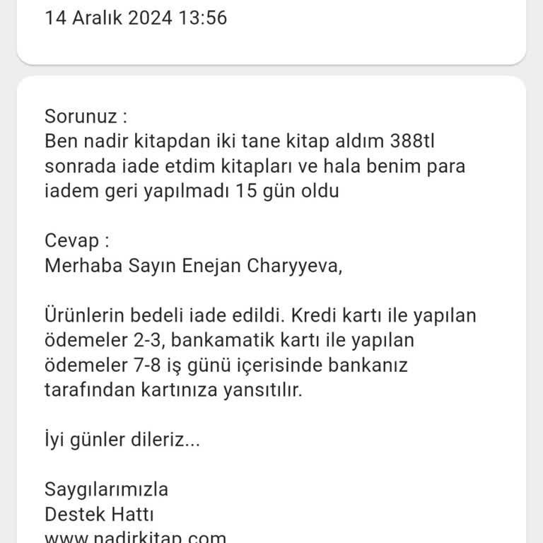 İptal Edilen Siparişin Para İadesi Sorunu