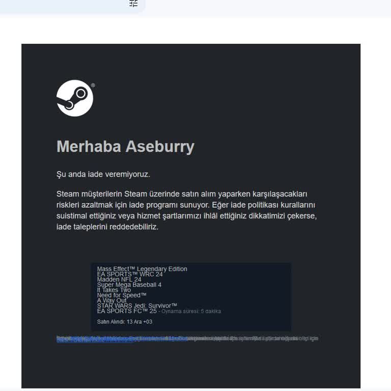 EA Play Üyeliği Ve İade Talebim Reddedildi