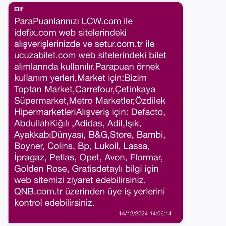 QNB Türkiye ParaPuan Kullanım Sorunu