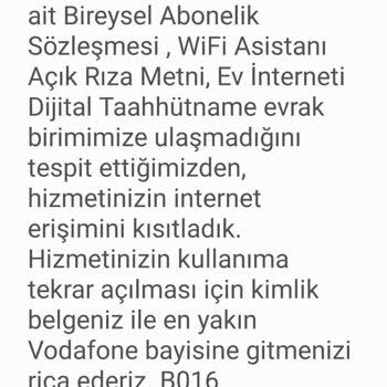 Vodafone Evde İnternet Aboneliğinde Evrak Eksikliği Ve Erişim Sorunu