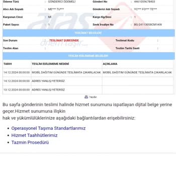 Aras Kargo'nun Usulsüz Teslimat Sorunu