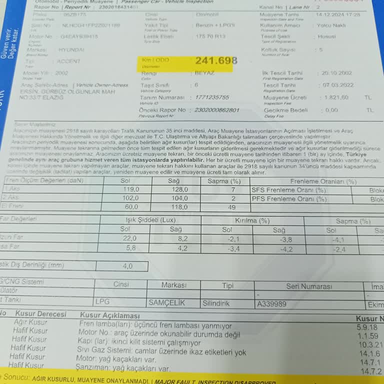 Hyundai Accent 2002 Model Araçta Olmayan Fren Lambası Sorunu