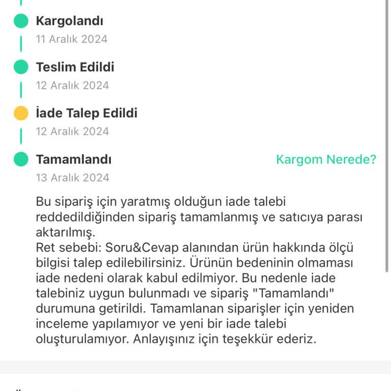 Dolap Uygulaması İade Sürecinde Müşteri Hizmetleri Hayal Kırıklığı